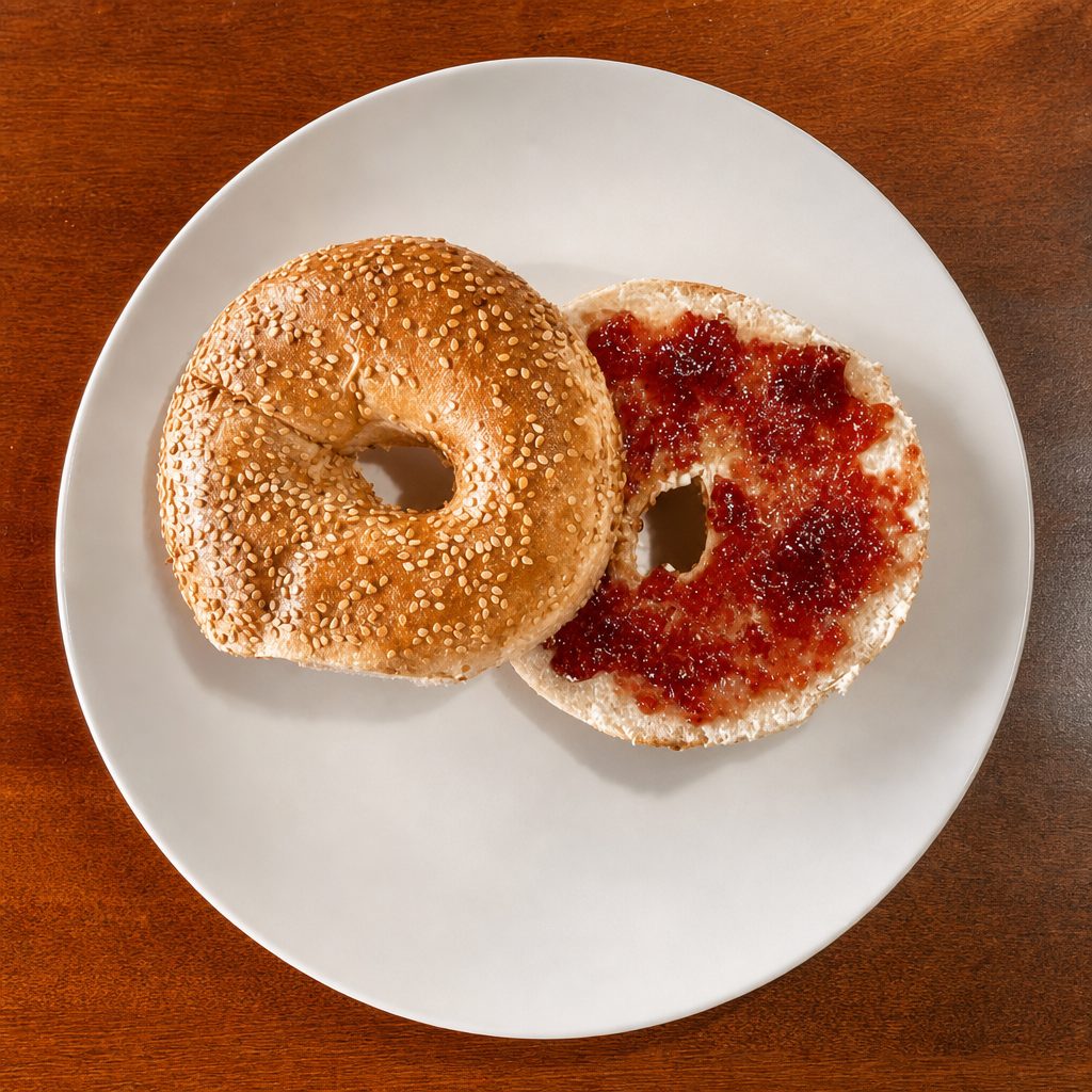 Bagel W/ Cream Cheese & Jelly.