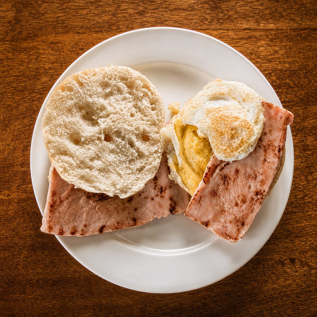 Ham, Egg & Cheese Sandwich.